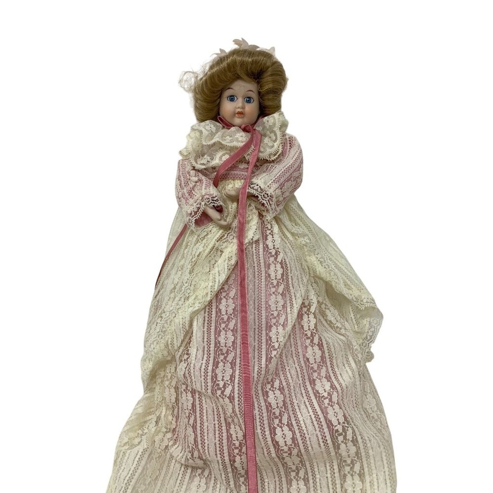 Porcelain Mauve and Lace Christmas Tree Topper - Ash Blonde Hair Holiday Decor